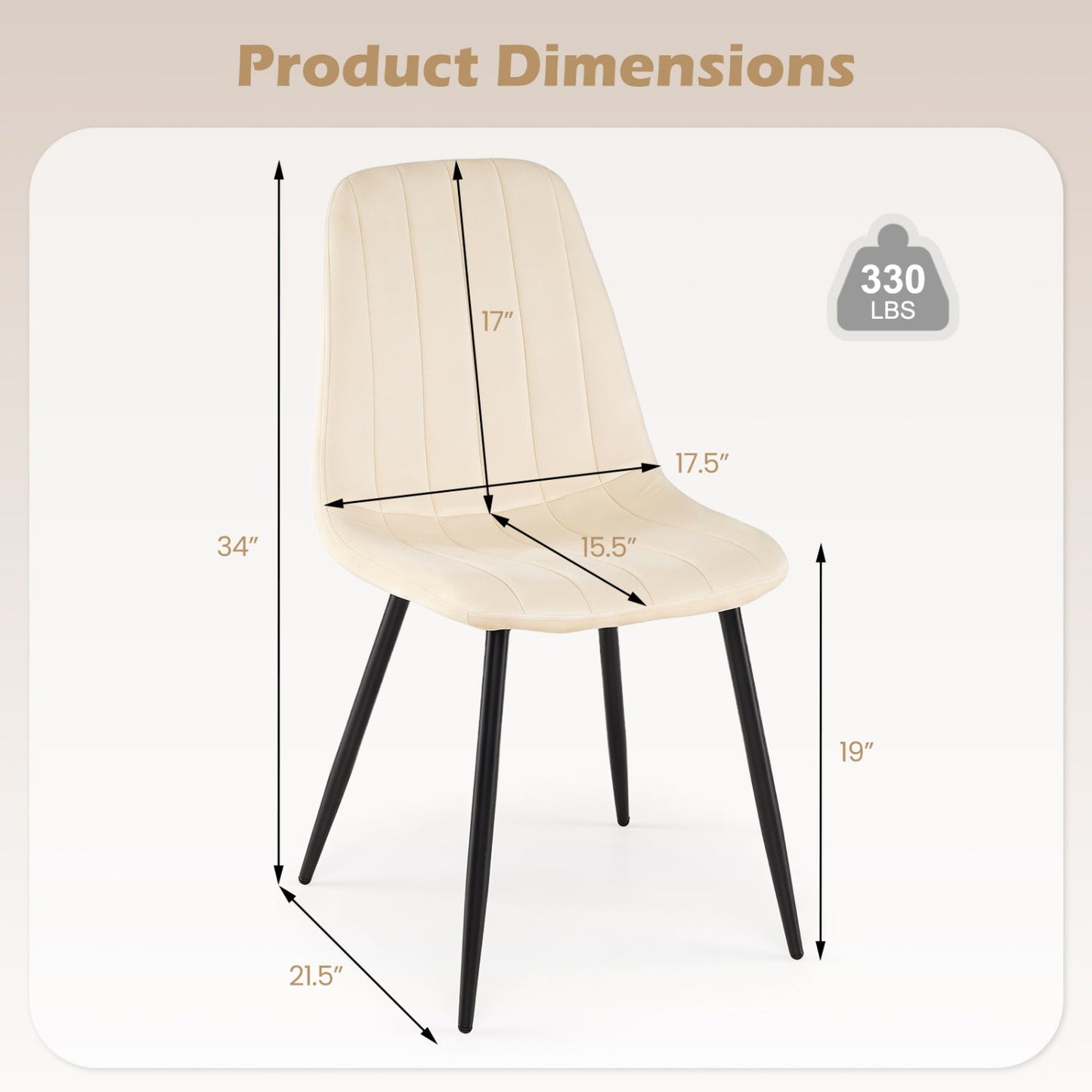 Upholstered Dining Chairs Set of 4 with Metal Legs