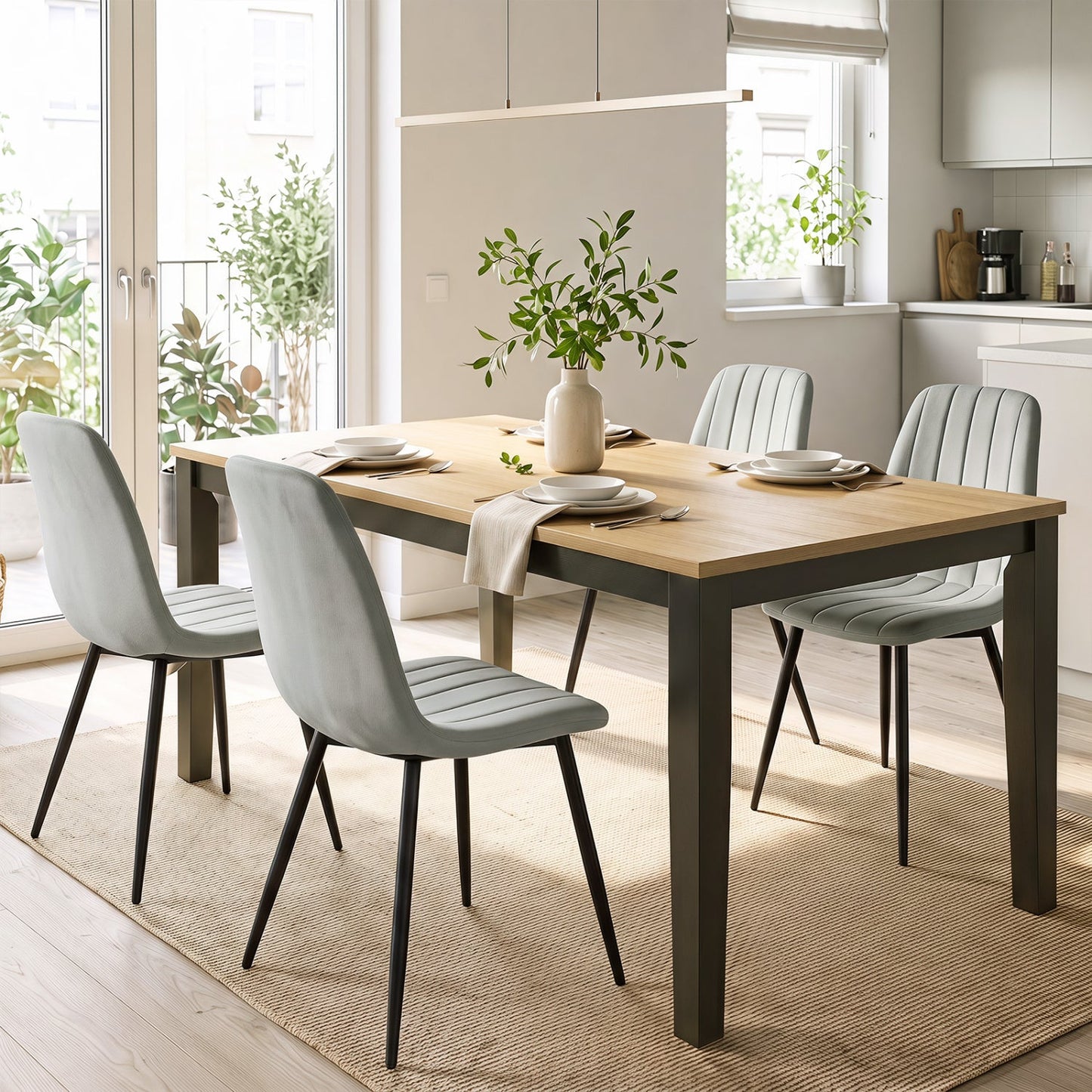 Upholstered Dining Chairs Set of 4 with Metal Legs