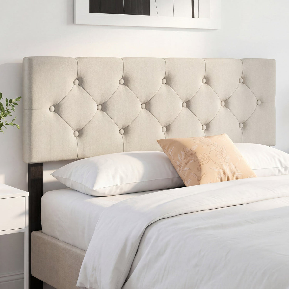 Upholstered Tufted Headboard Queen/Full Size with Adjustable Legs