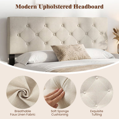 Upholstered Tufted Headboard Queen/Full Size with Adjustable Legs
