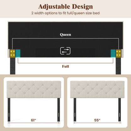 Upholstered Tufted Headboard Queen/Full Size with Adjustable Legs