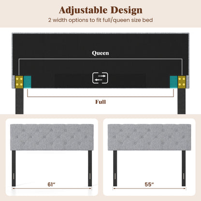 Upholstered Tufted Headboard Queen/Full Size with Adjustable Legs