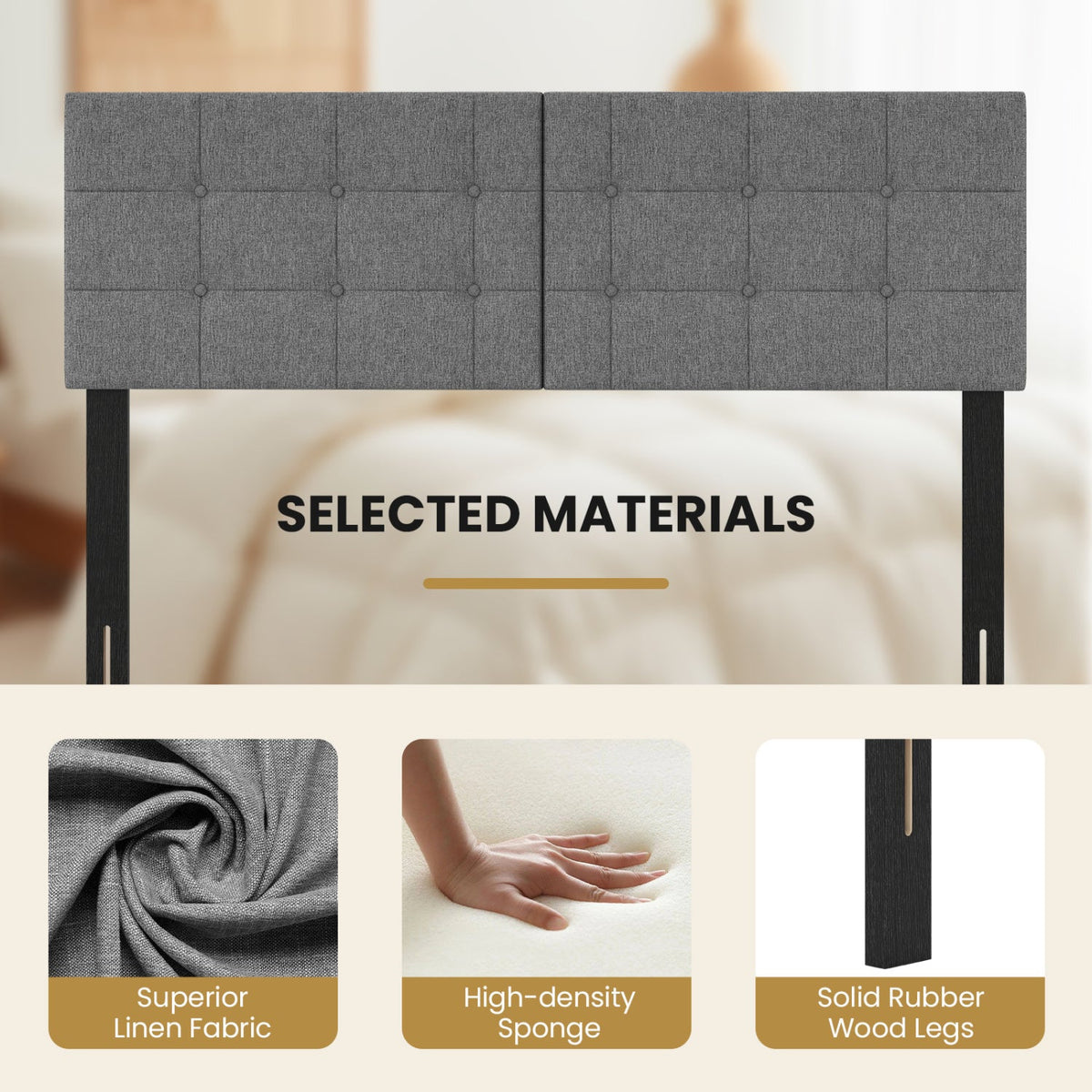 Adjustable Upholstered Headboard for Full/Queen Beds