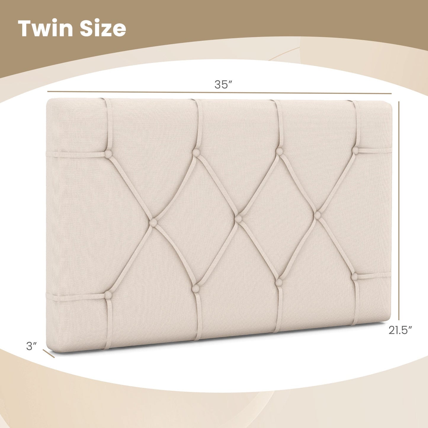 Upholstered Headboard for Twin Size Bed with Fabric Upholstery