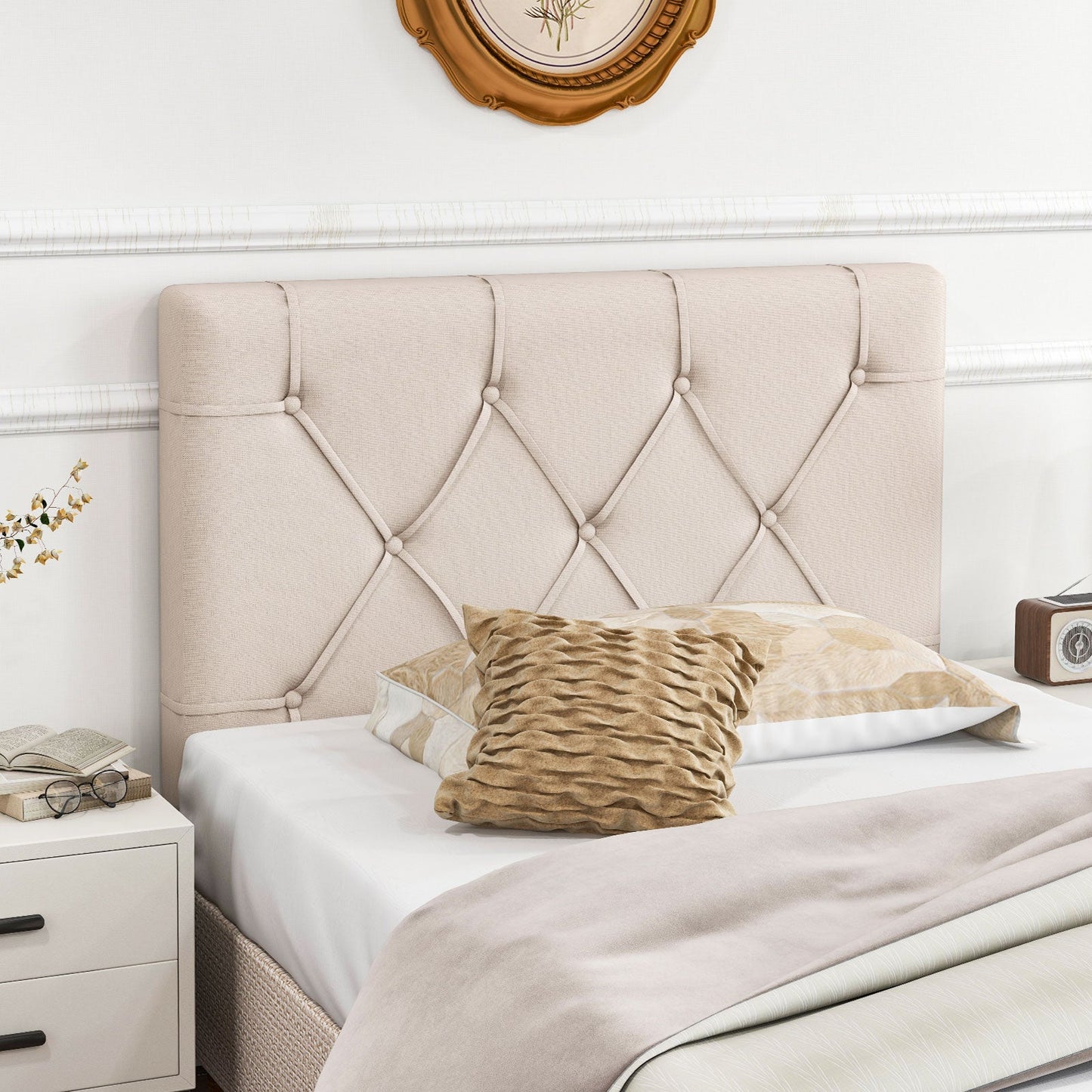 Upholstered Headboard for Twin Size Bed with Fabric Upholstery