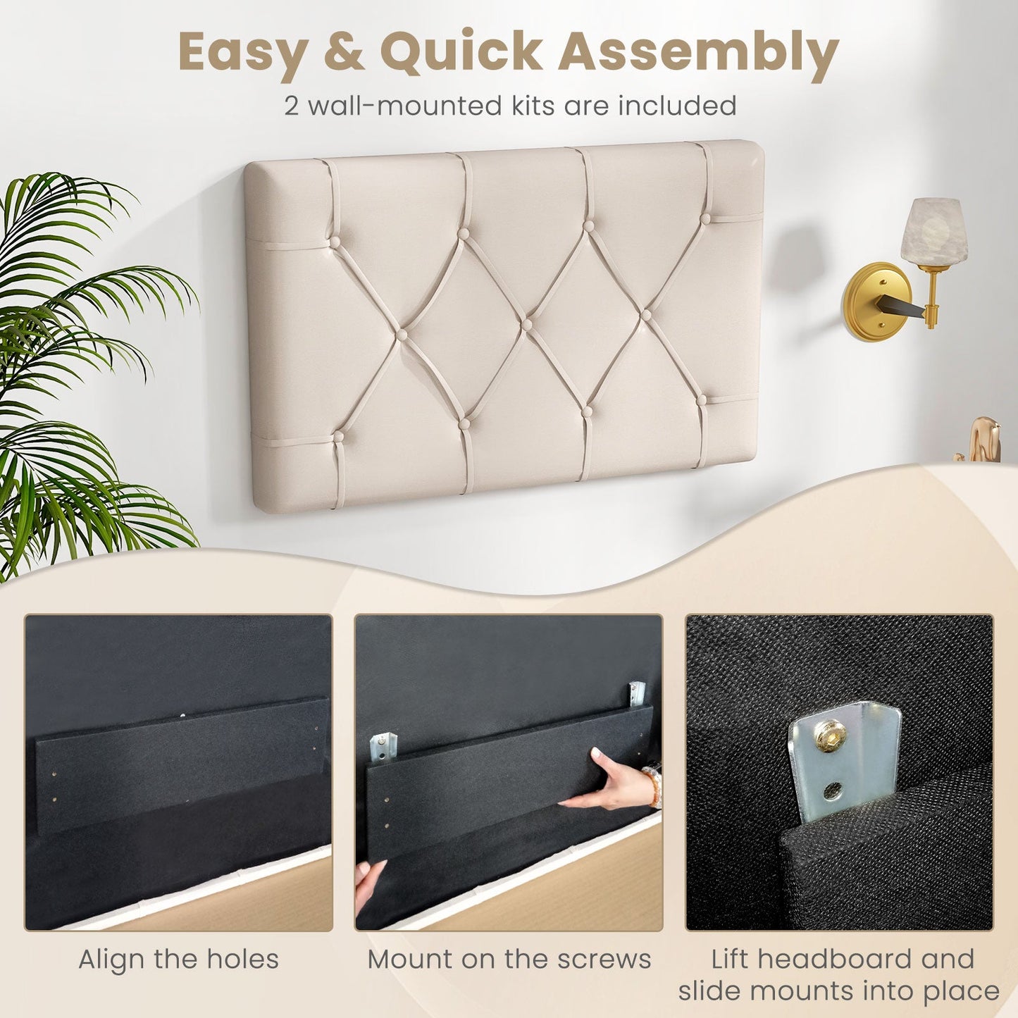 Upholstered Headboard for Twin Size Bed with Fabric Upholstery