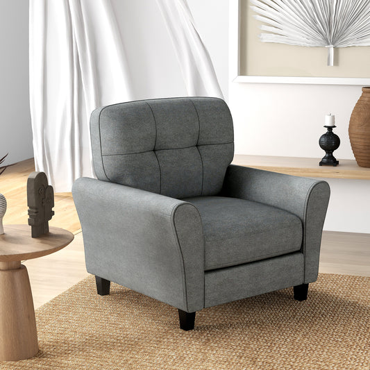 Upholstered Accent Chair with Rubber Wood Legs