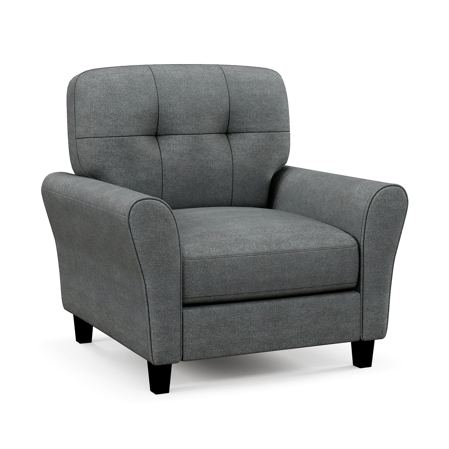 Upholstered Accent Chair with Rubber Wood Legs