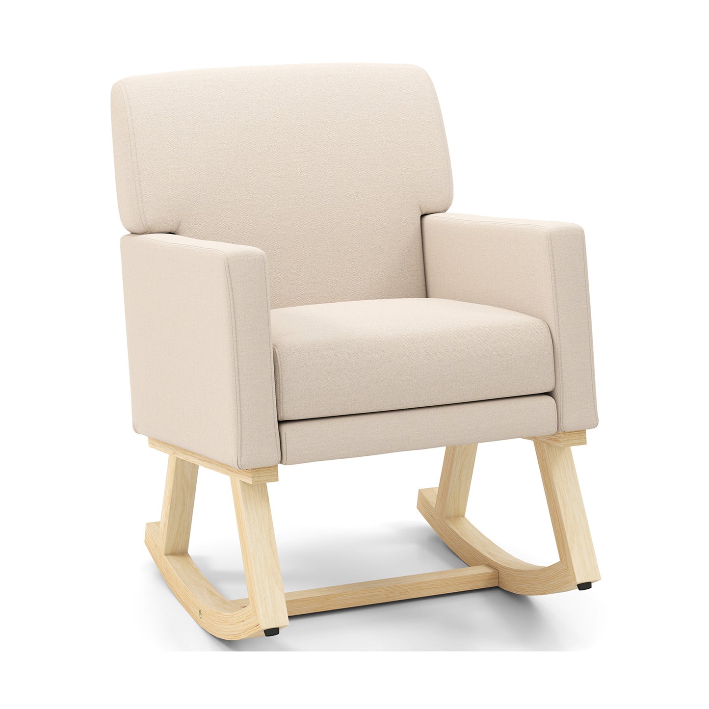 Upholstered Rocking Chair with Solid Wood Base