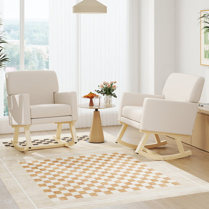 Upholstered Rocking Chair with Solid Wood Base