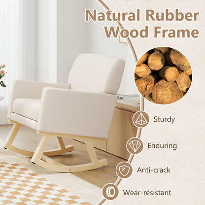 Upholstered Rocking Chair with Solid Wood Base