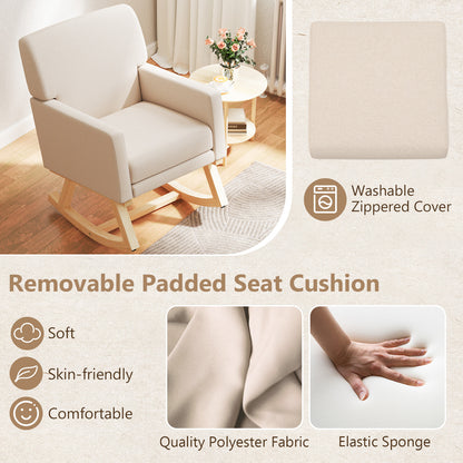 Upholstered Rocking Chair with Solid Wood Base