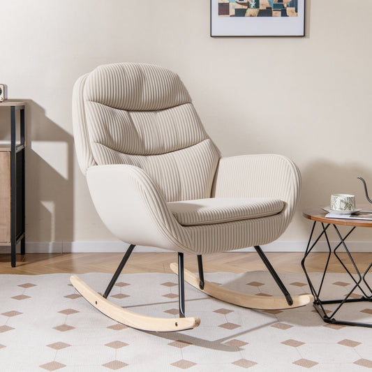 Upholstered Rocking Chair with Padded Seat and Backrest
