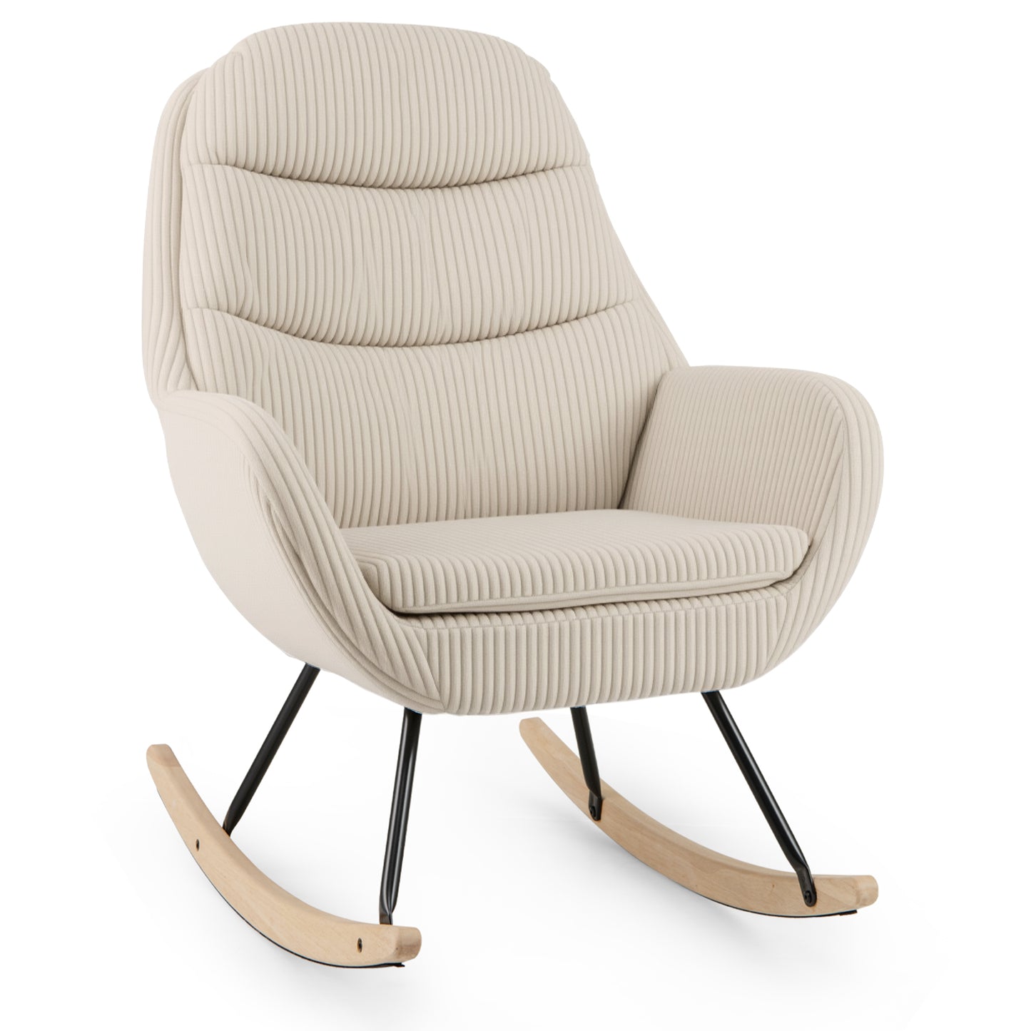 Upholstered Rocking Chair with Padded Seat and Backrest