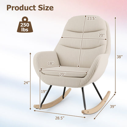 Upholstered Rocking Chair with Padded Seat and Backrest