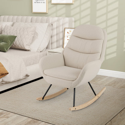 Upholstered Rocking Chair with Padded Seat and Backrest