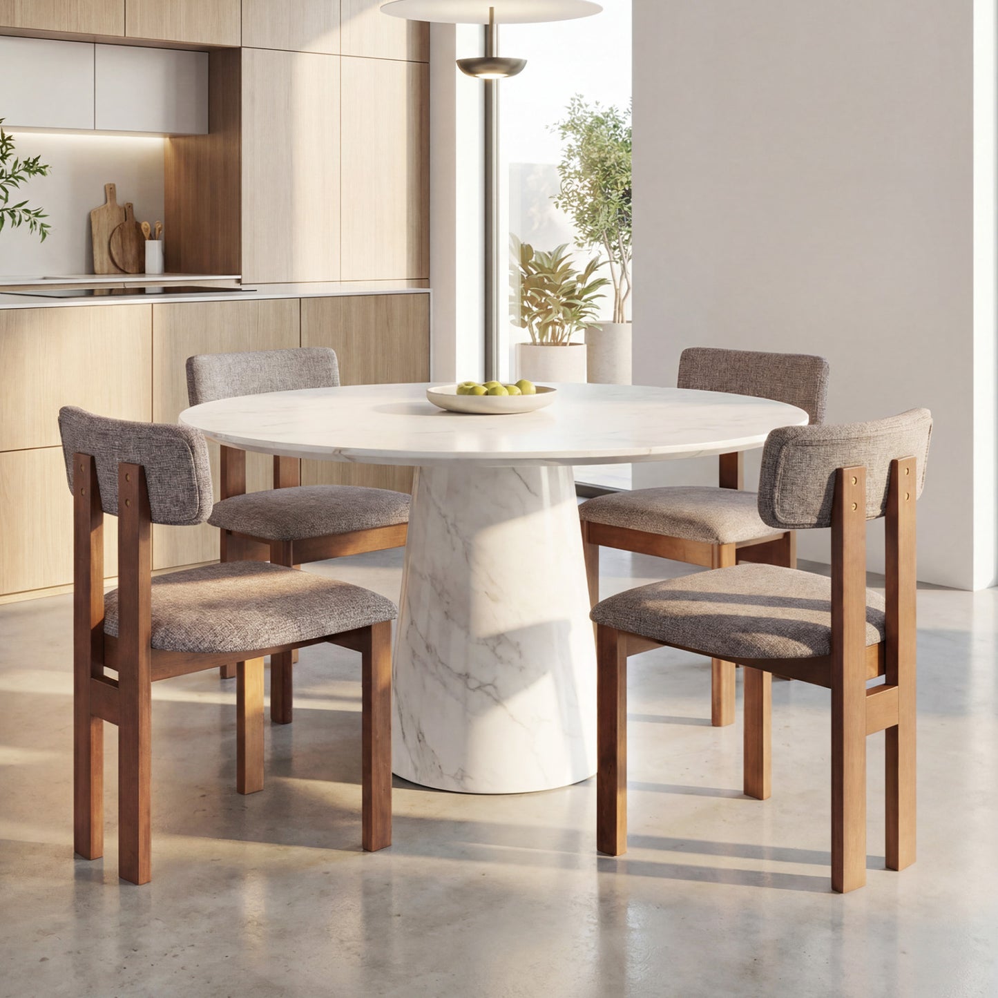 Upholstered Dining Chairs Set of 4 with Curved Backrest