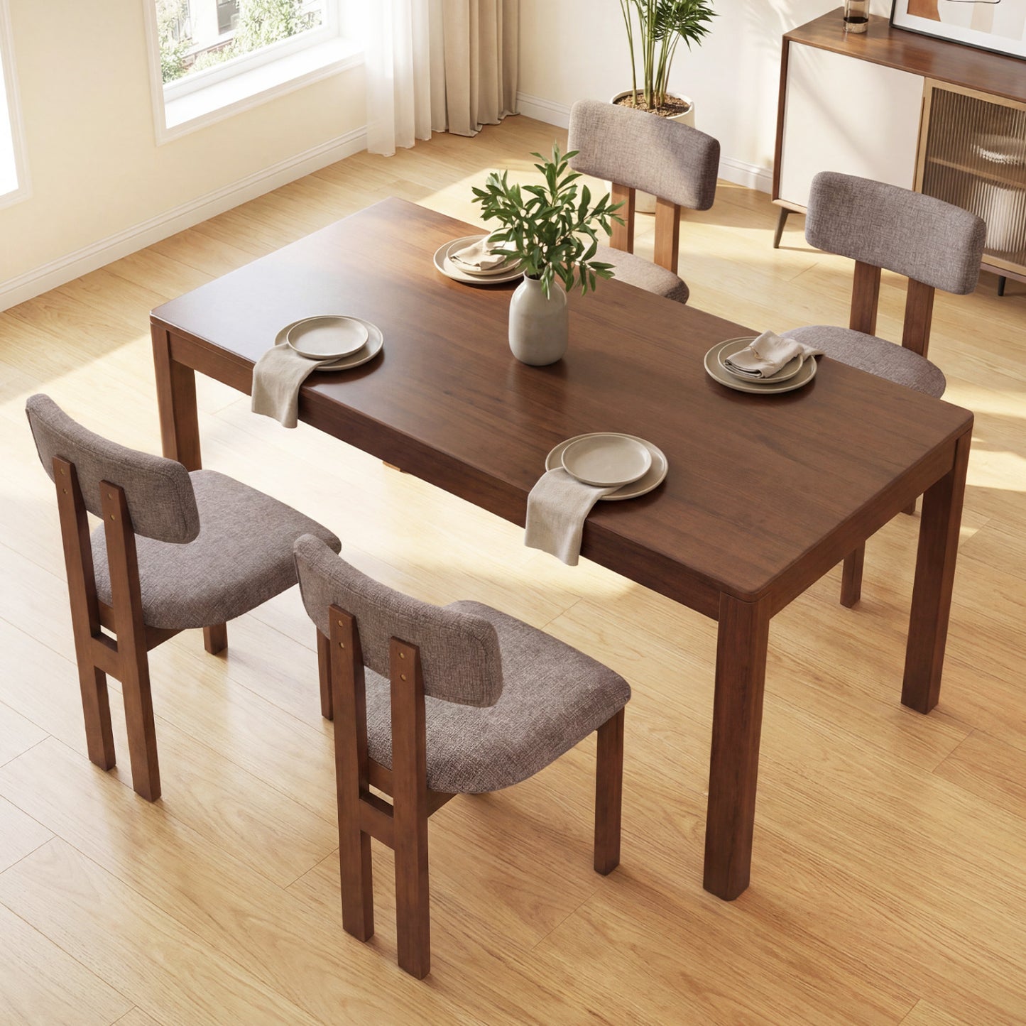 Upholstered Dining Chairs Set of 4 with Curved Backrest