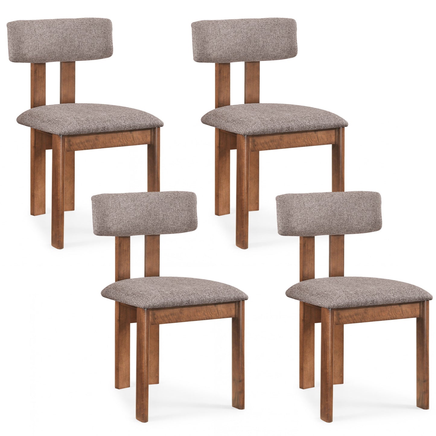 Upholstered Dining Chairs Set of 4 with Curved Backrest