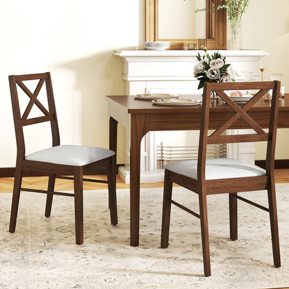 Upholstered Dining Chairs Set of 2 with Rubber Wood Frame