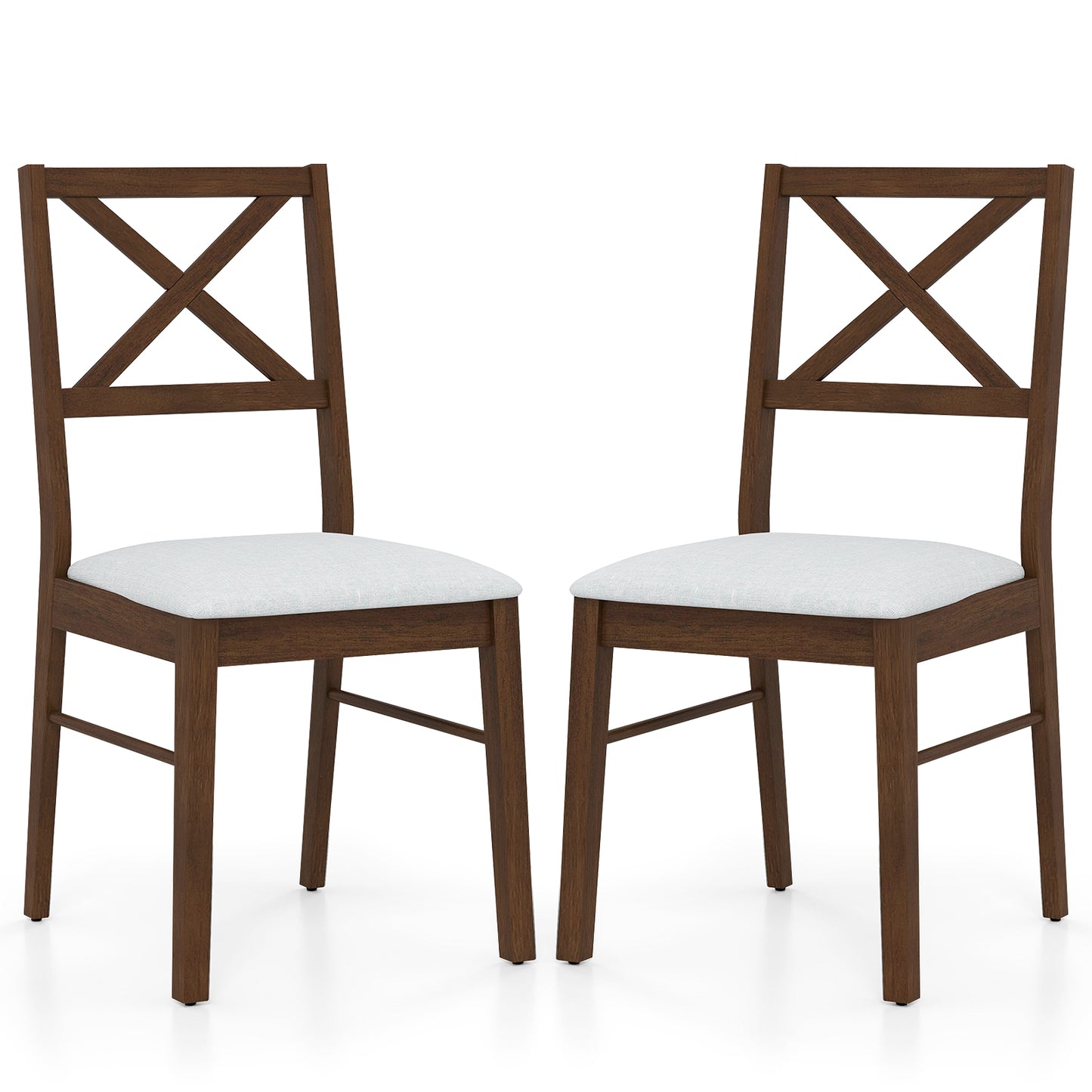 Upholstered Dining Chairs Set of 2 with Rubber Wood Frame