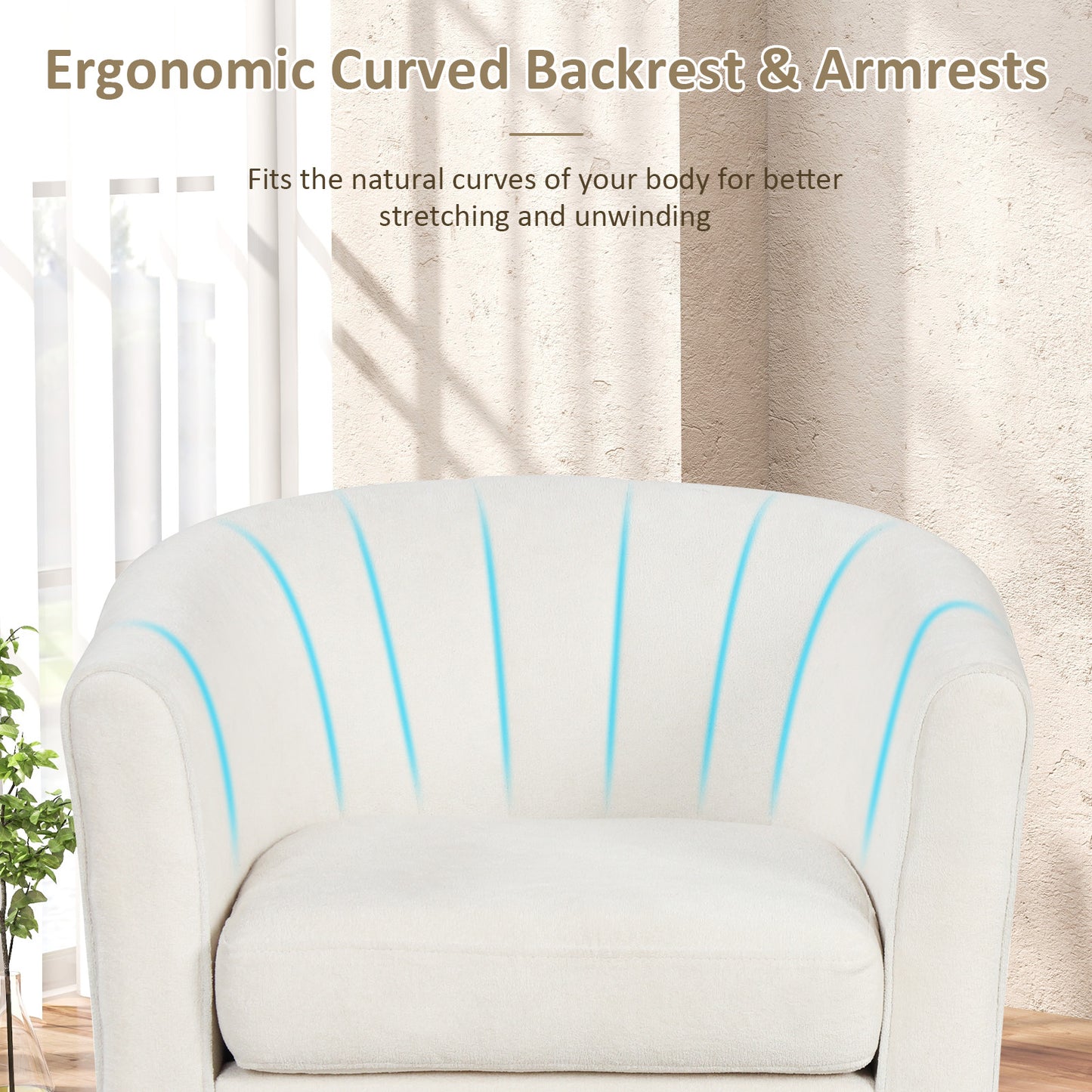 Upholstered Barrel Chair with Ottoman and Footrest