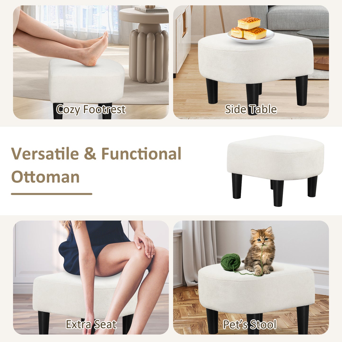 Upholstered Barrel Chair with Ottoman and Footrest