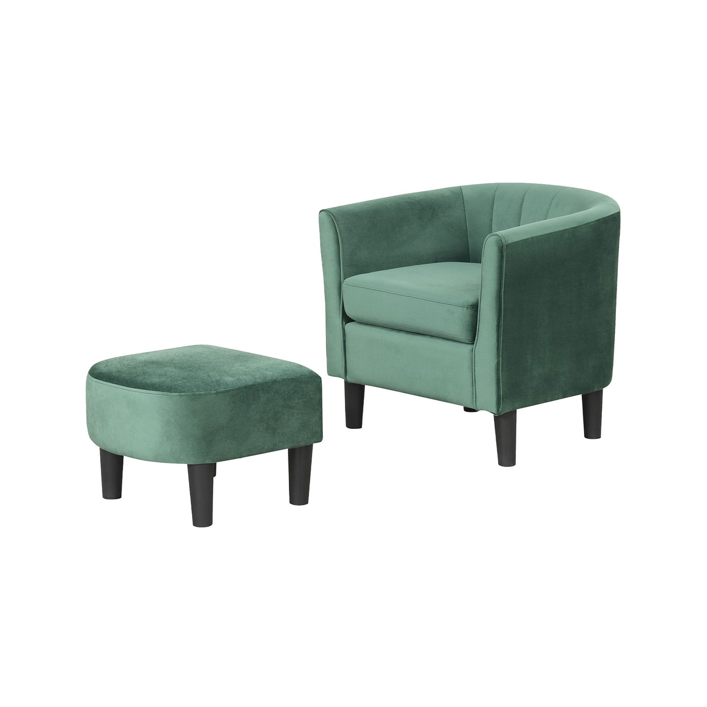 Upholstered Barrel Chair with Ottoman and Footrest