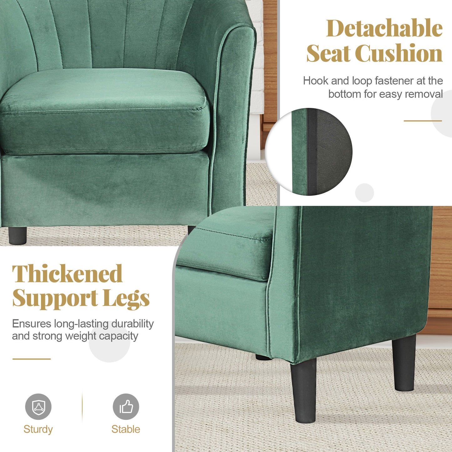 Upholstered Barrel Chair with Ottoman and Footrest
