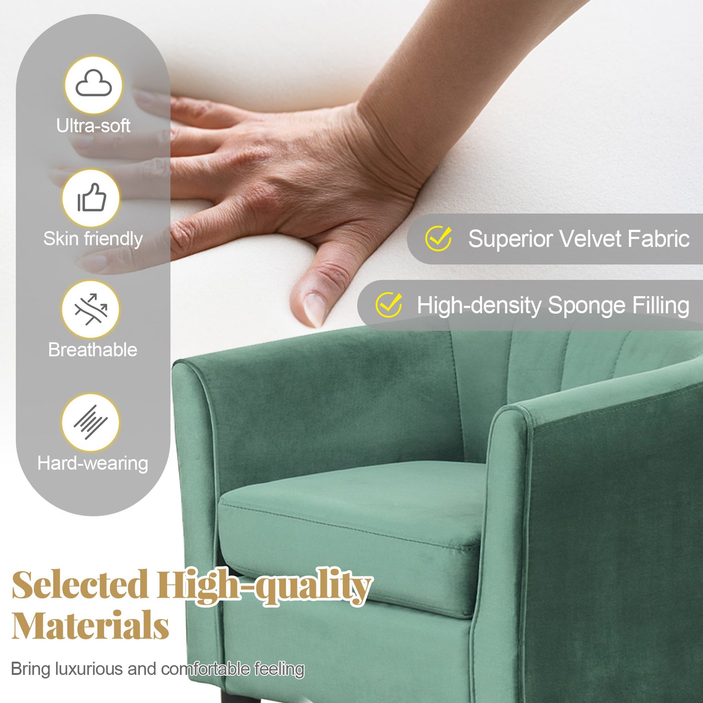 Upholstered Barrel Chair with Ottoman and Footrest