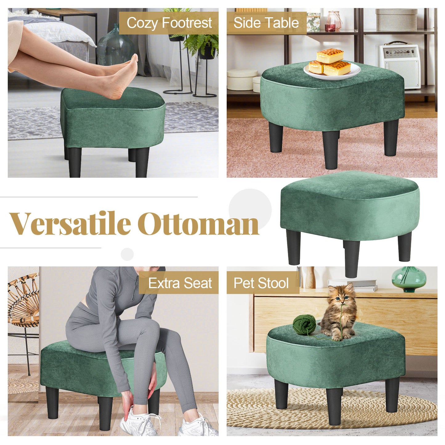 Upholstered Barrel Chair with Ottoman and Footrest