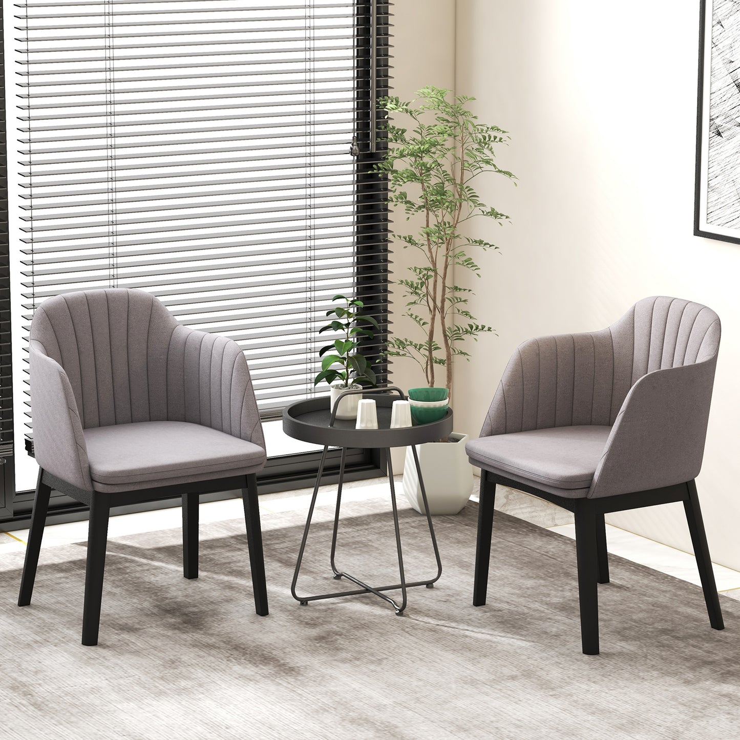 Velvet Dining Chairs Set of 2 with Curved Backrests