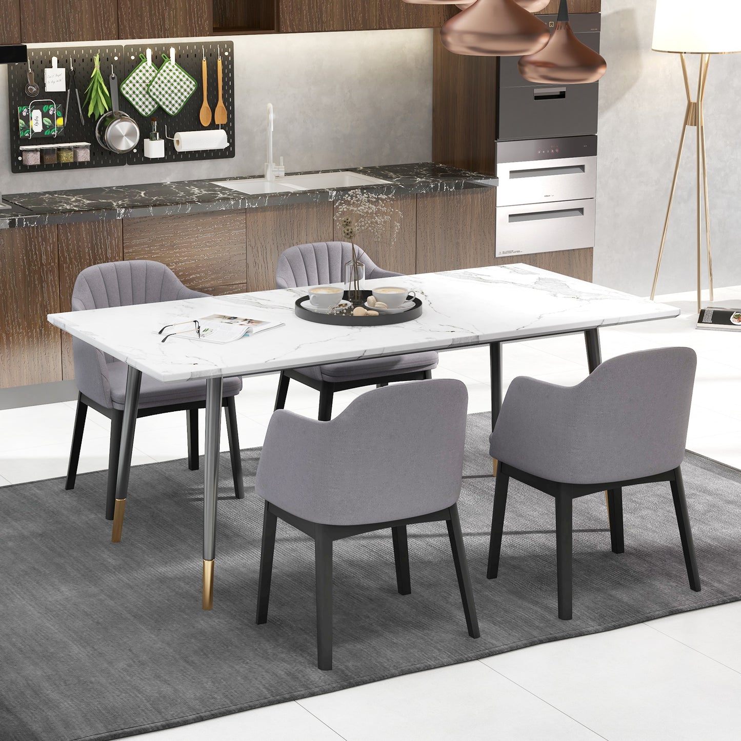 Velvet Dining Chairs Set of 2 with Curved Backrests