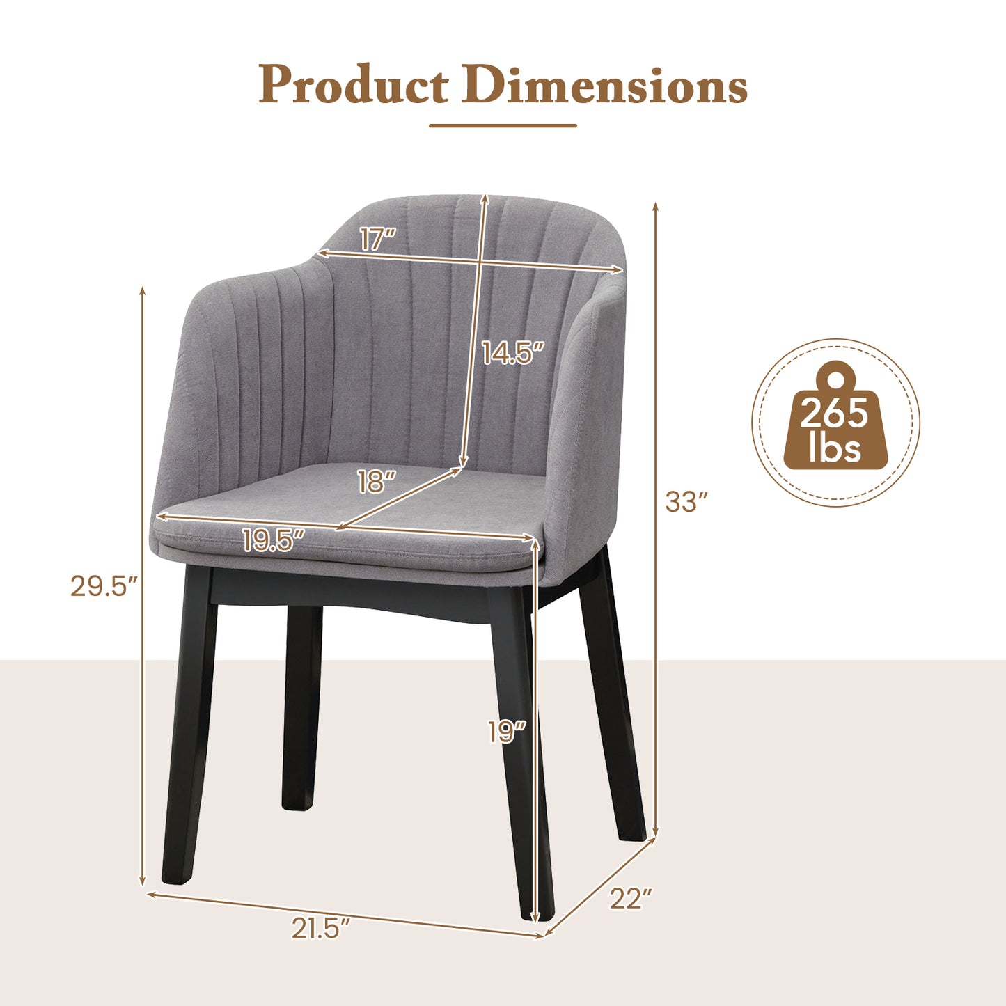 Velvet Dining Chairs Set of 2 with Curved Backrests