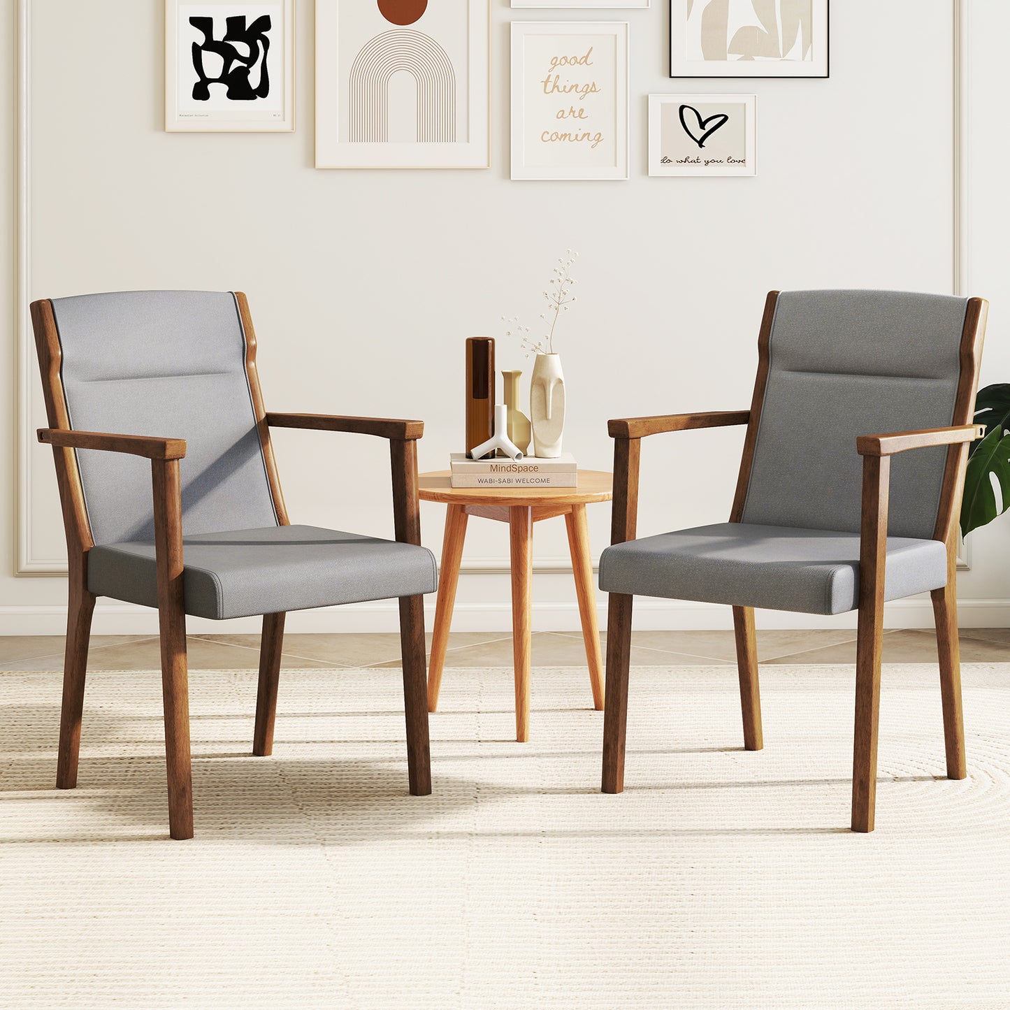 Upholstered Accent Chairs Set of 2 with High Back
