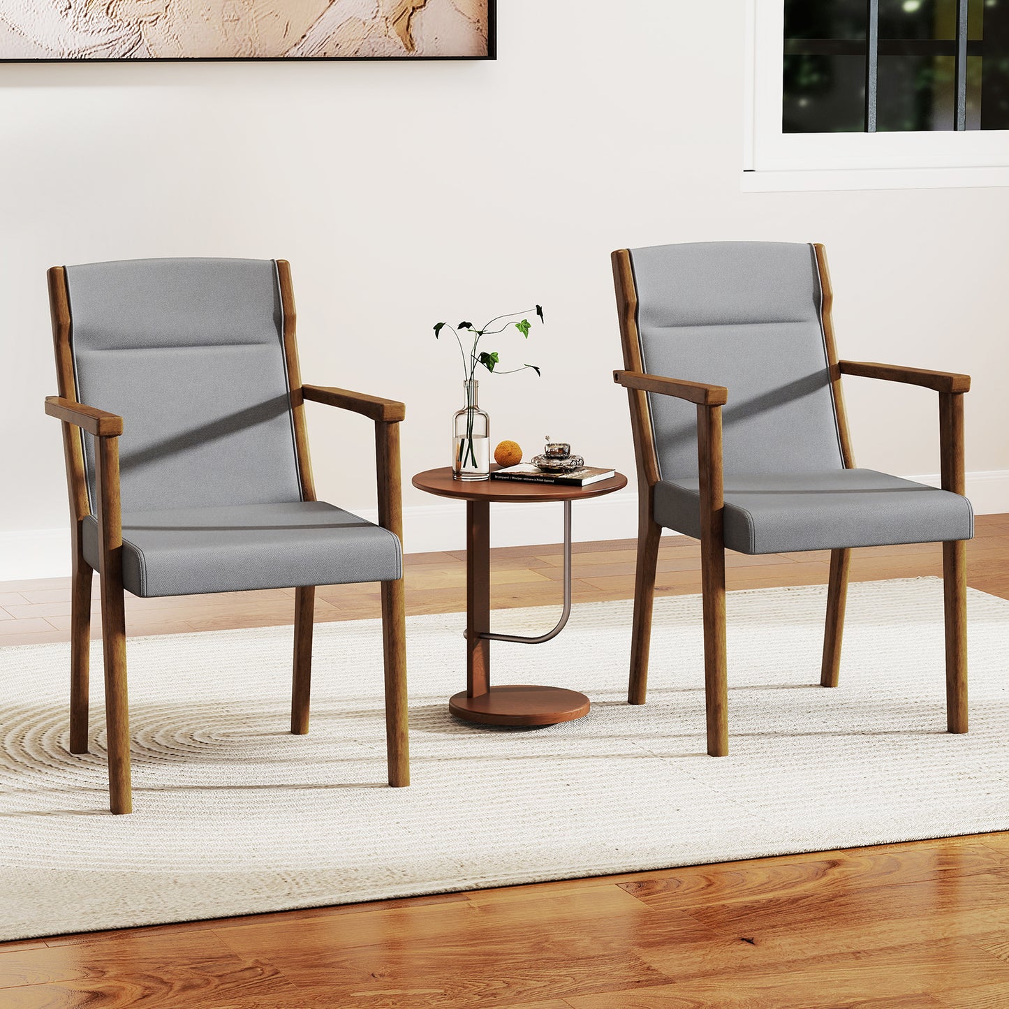 Upholstered Accent Chairs Set of 2 with High Back