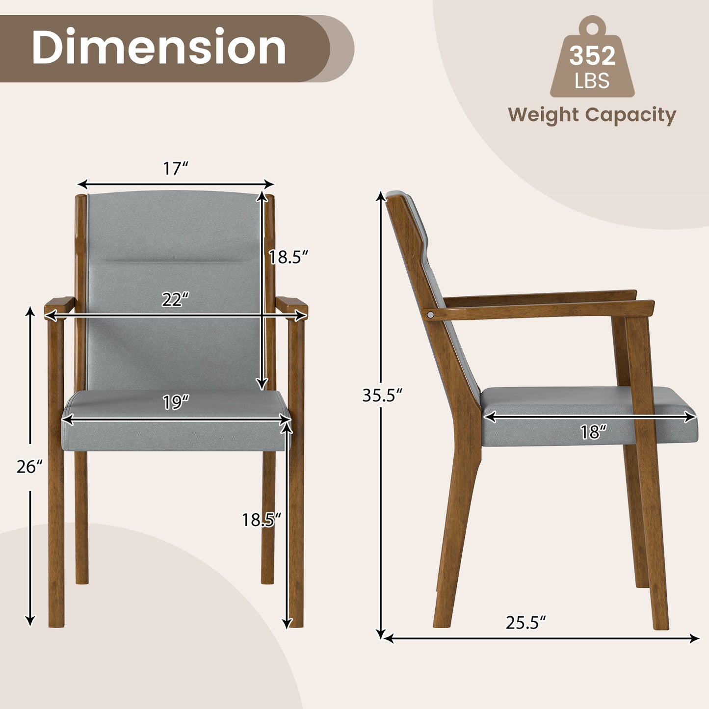 Upholstered Accent Chairs Set of 2 with High Back