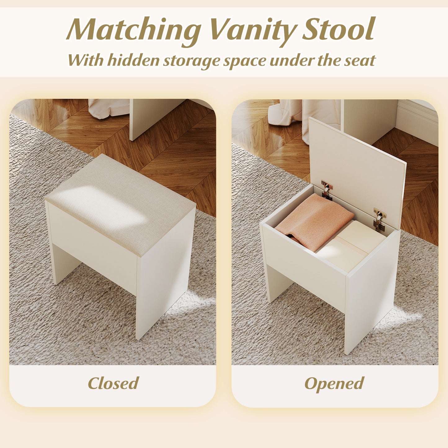 Makeup Vanity Desk with Lighted Mirror and Power Outlets