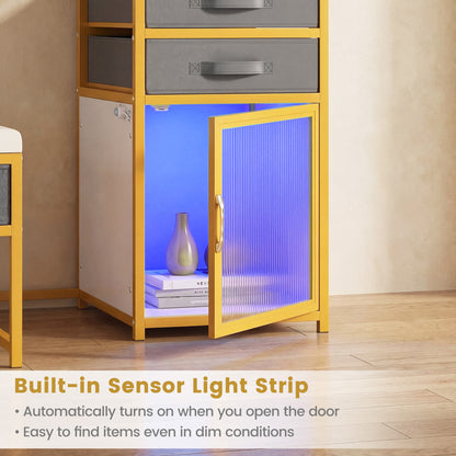 55-Inch Vanity Desk with Rotatable Lighted Mirror & Stool