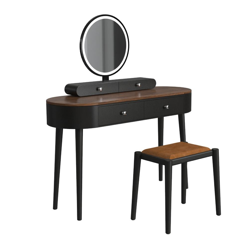 Makeup Vanity Table with LED Mirror and 3 Drawers