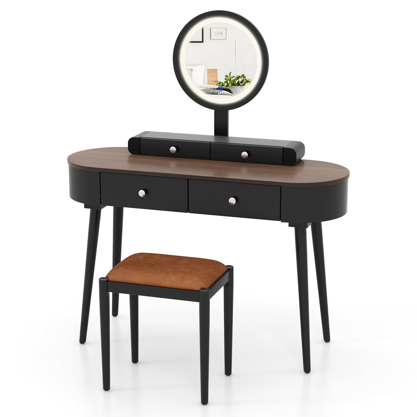 Makeup Vanity Table with LED Mirror and 3 Drawers