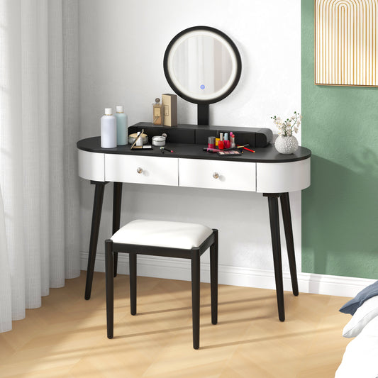 Makeup Vanity Table with LED Mirror and 3 Drawers
