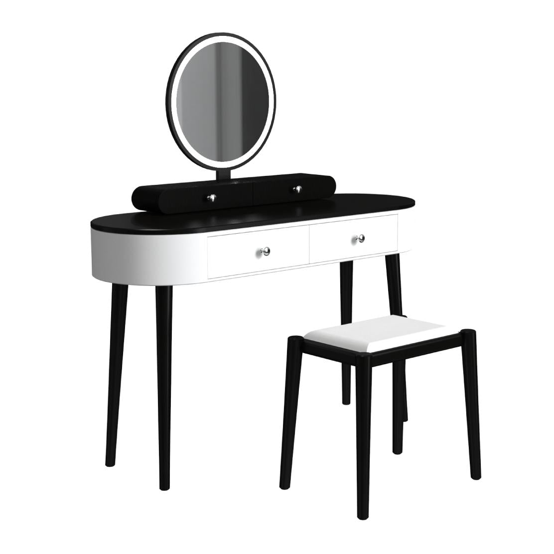 Makeup Vanity Table with LED Mirror and 3 Drawers