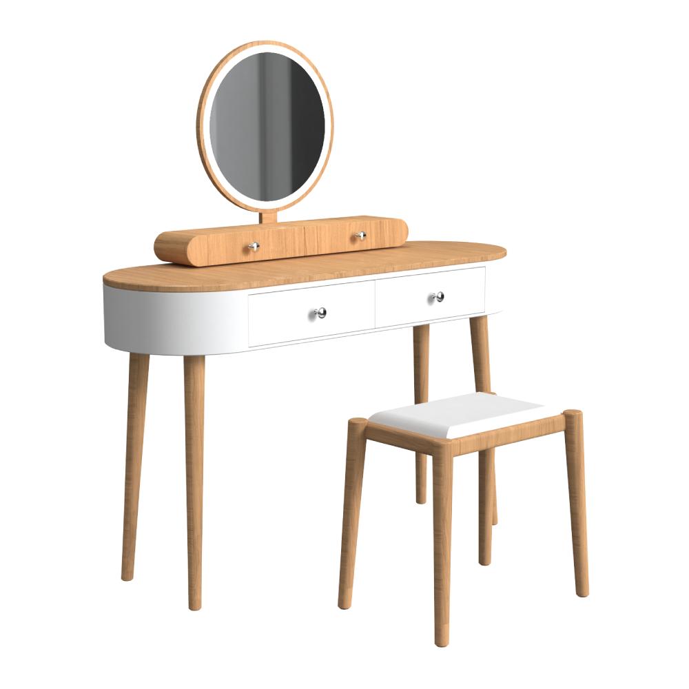 Makeup Vanity Table with LED Mirror and 3 Drawers