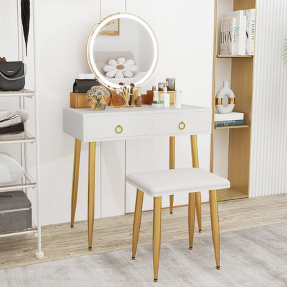 Vanity Table Set with Lighted Mirror and 4 Drawers