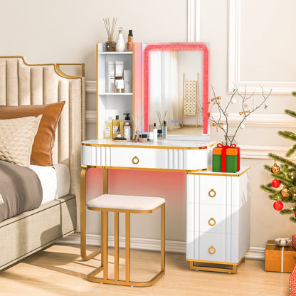 Vanity Table Set with RGB LED Lights & Wireless Charging