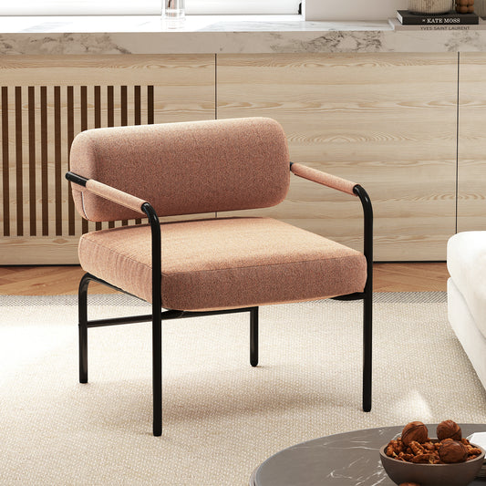 Velvet Accent Chair with Cylindrical Backrest - Brown