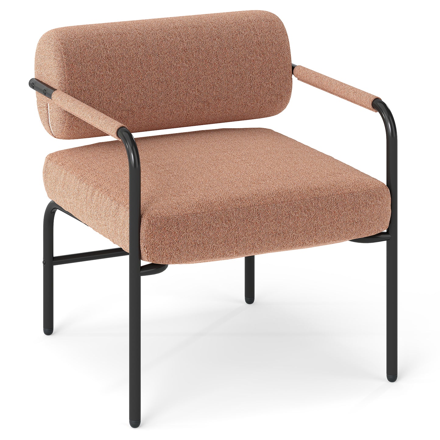Velvet Accent Chair with Cylindrical Backrest - Brown