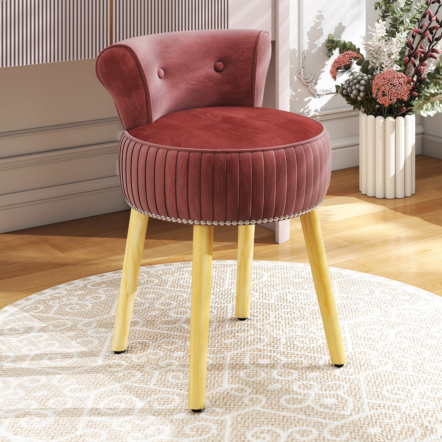 Velvet Vanity Chair with Tufted Low Back
