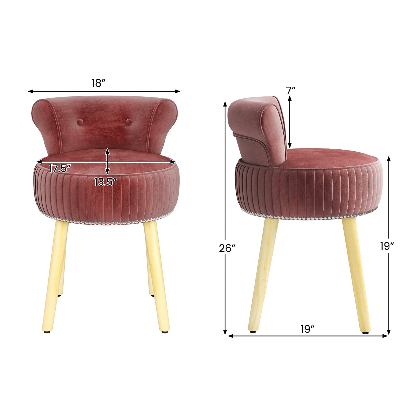 Velvet Vanity Chair with Tufted Low Back